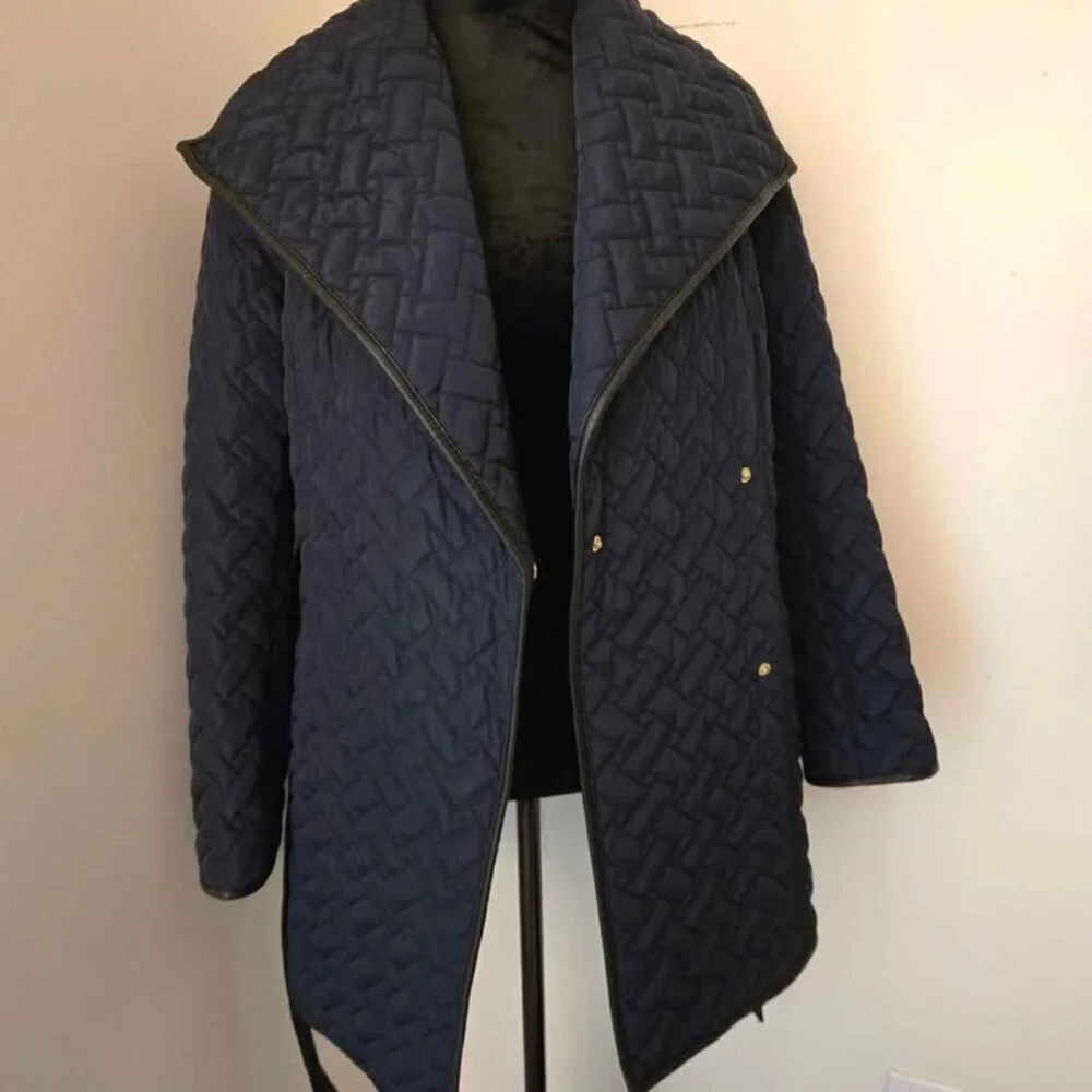 Cole Haan Signature Quilted Jacket Coat with Belt Size Medium